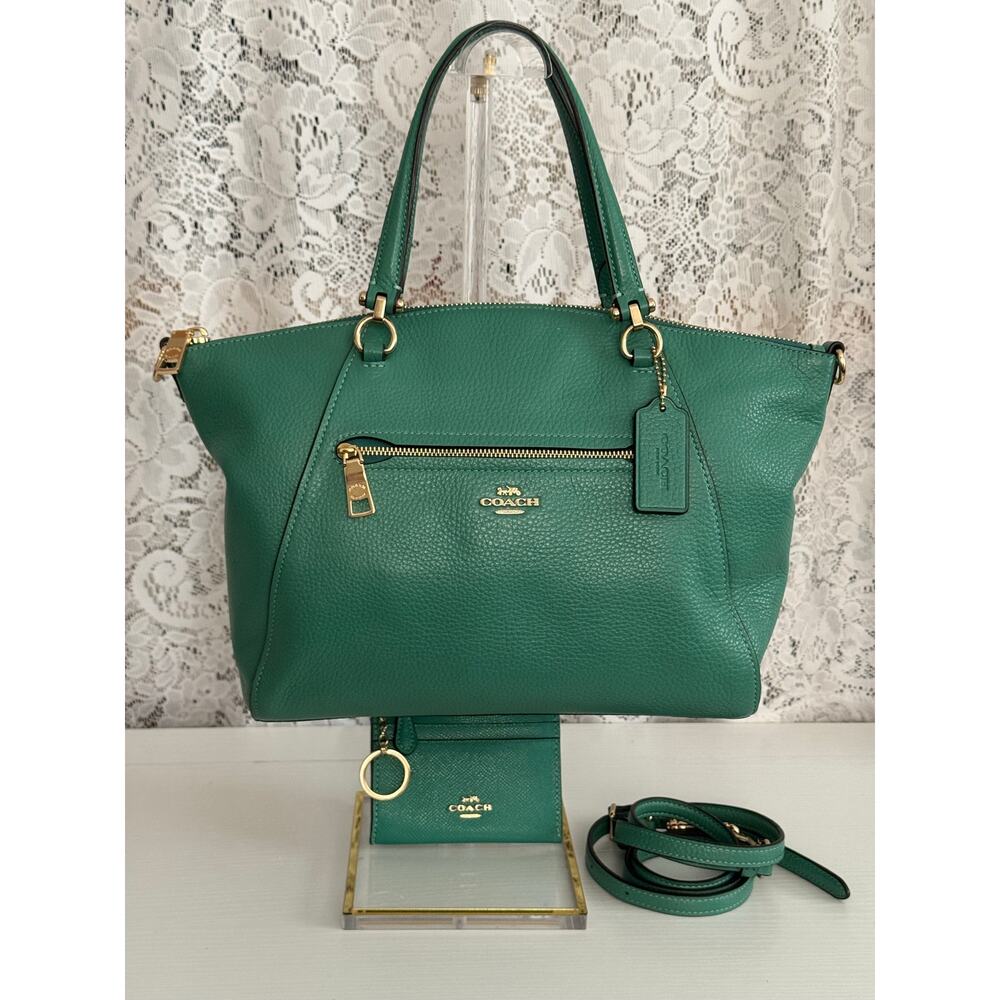 Coach Prairie Satchel 79997 Peacock Green Pebbled Leather Set